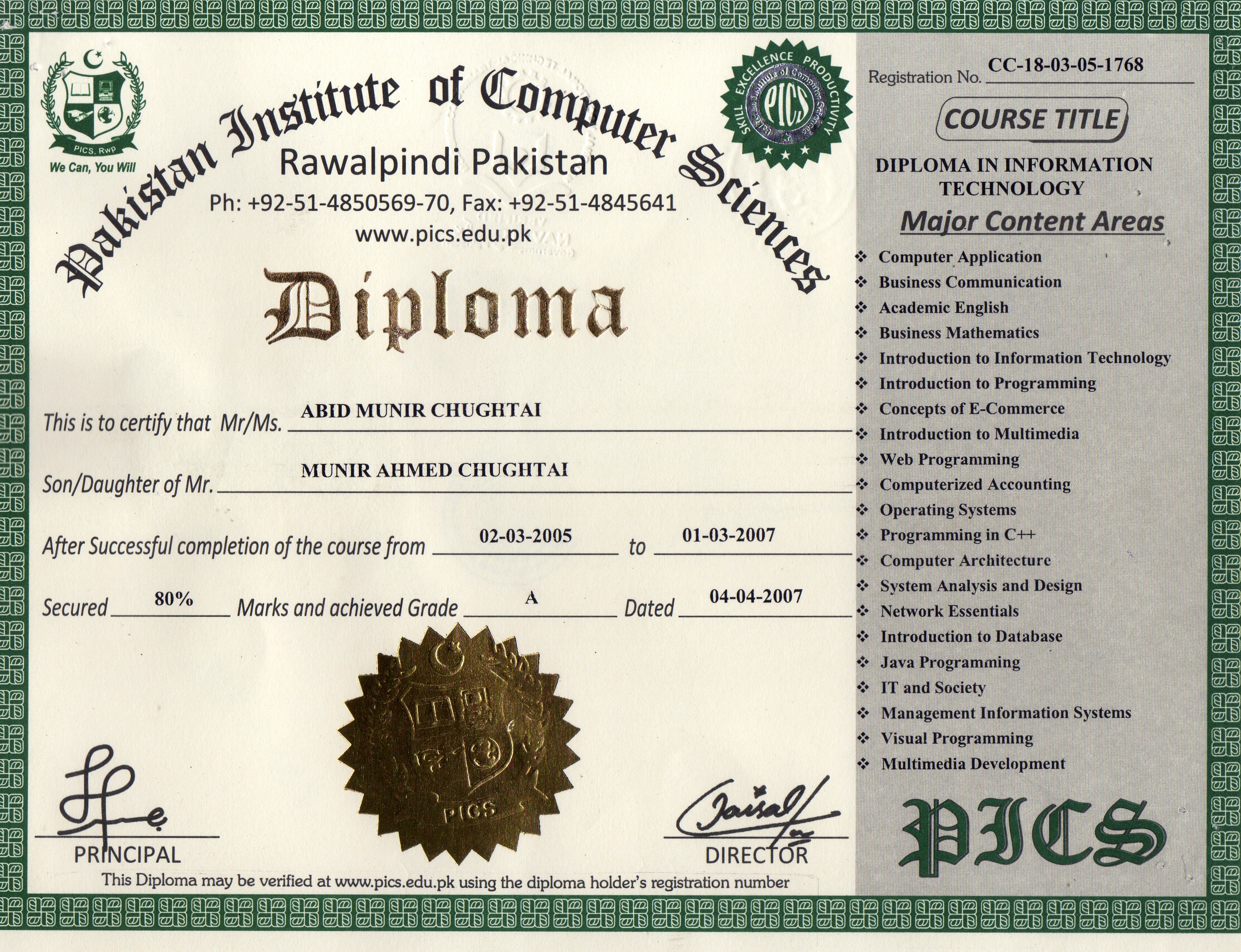 Document certificate