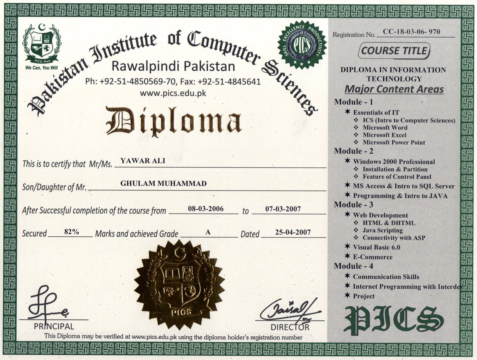 Pakistan Institute Of Computer Sciences Free Online Certification - regular competency based diploma